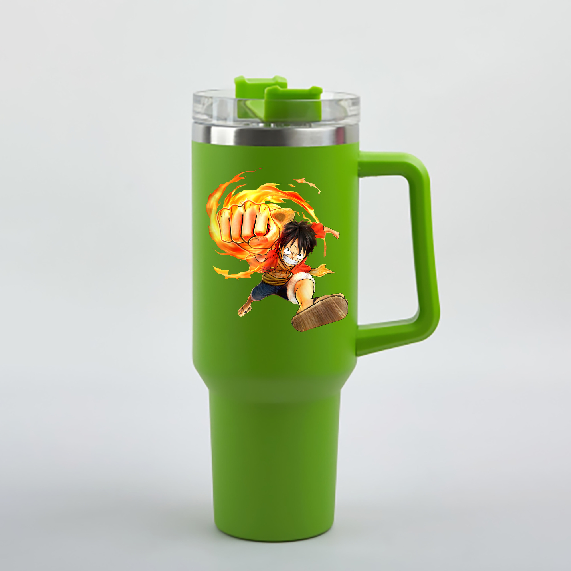 ワンピース モンキー・D・ルフィ ONE PIECE Monkey D. Luffy 1200mL車用タンブラー - クリスタルステッカー（プラスチックストロー付き）